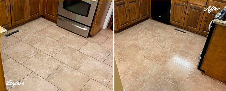 Kitchen Floor Restored by Our Tile and Grout Cleaners in Annapolis, MD