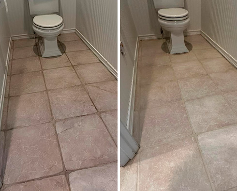 Bathroom Before and After a Grout Cleaning in Annapolis, MD