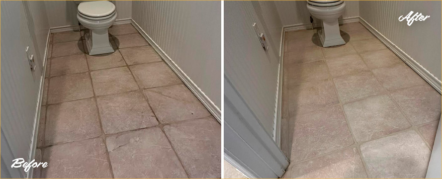 Bathroom Before and After a Superb Grout Cleaning in Annapolis, MD