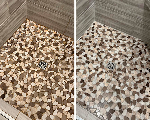 Shower Before and After a Stone Cleaning in Severna Park, MD