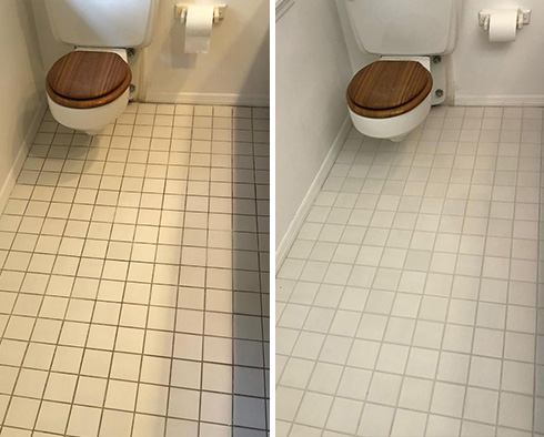 Floor Before and After a Grout Cleaning in Edgewater, MD