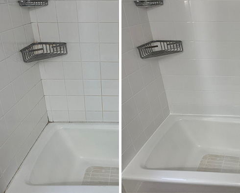 Shower Before and After Our Caulking Services in Crownsville, MD