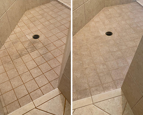 Shower Before and After a Tile Cleaning in Odenton, MD