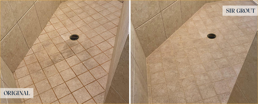 Shower Before and After a Superb Tile Cleaning in Odenton, MD