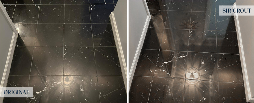 Marble Floor Before and After a Stone Honing in Riva, MD