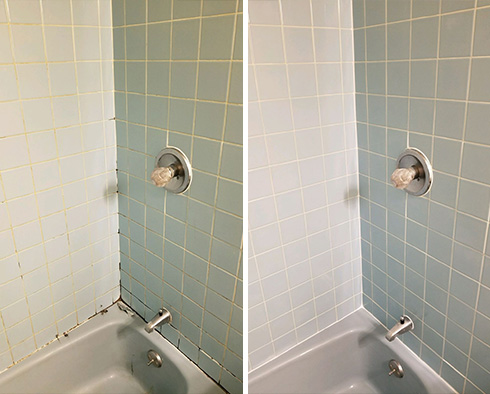 Shower Before and After Our Caulking Services in Crofton, MD
