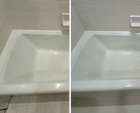 Shower and Bathtub Before and After Our Caulking Services in Millersville