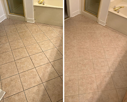 Floor Before and After a Tile Cleaning in Arnold, MD