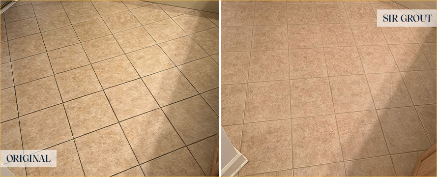 Bathroom Floor Before and After a Tile Cleaning in Arnold, MD